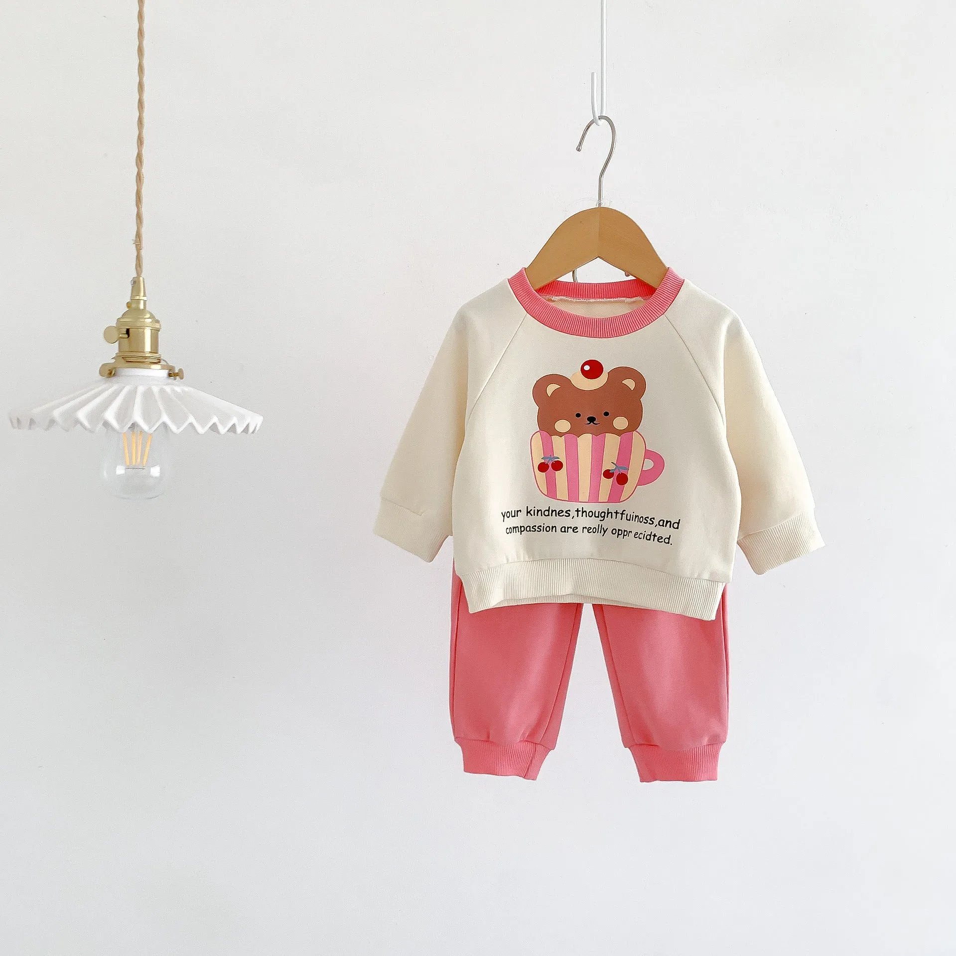 2 Pieces Set Baby Kid Girls Boys Letters Cartoon Print Tops And Solid Color Pants Wholesale 23101908