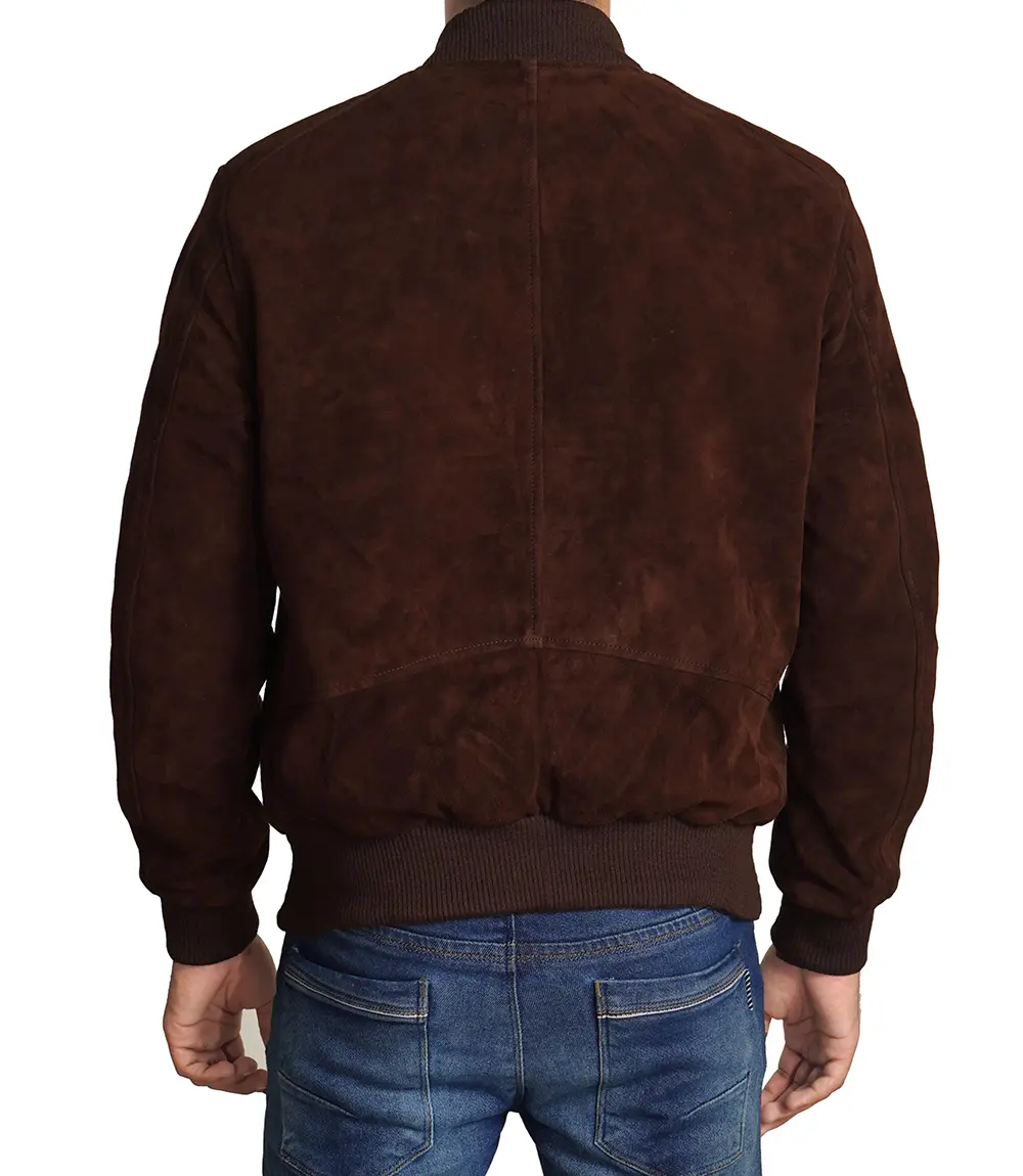 Adamsville Men's Dark Brown Suede Bomber Jacket