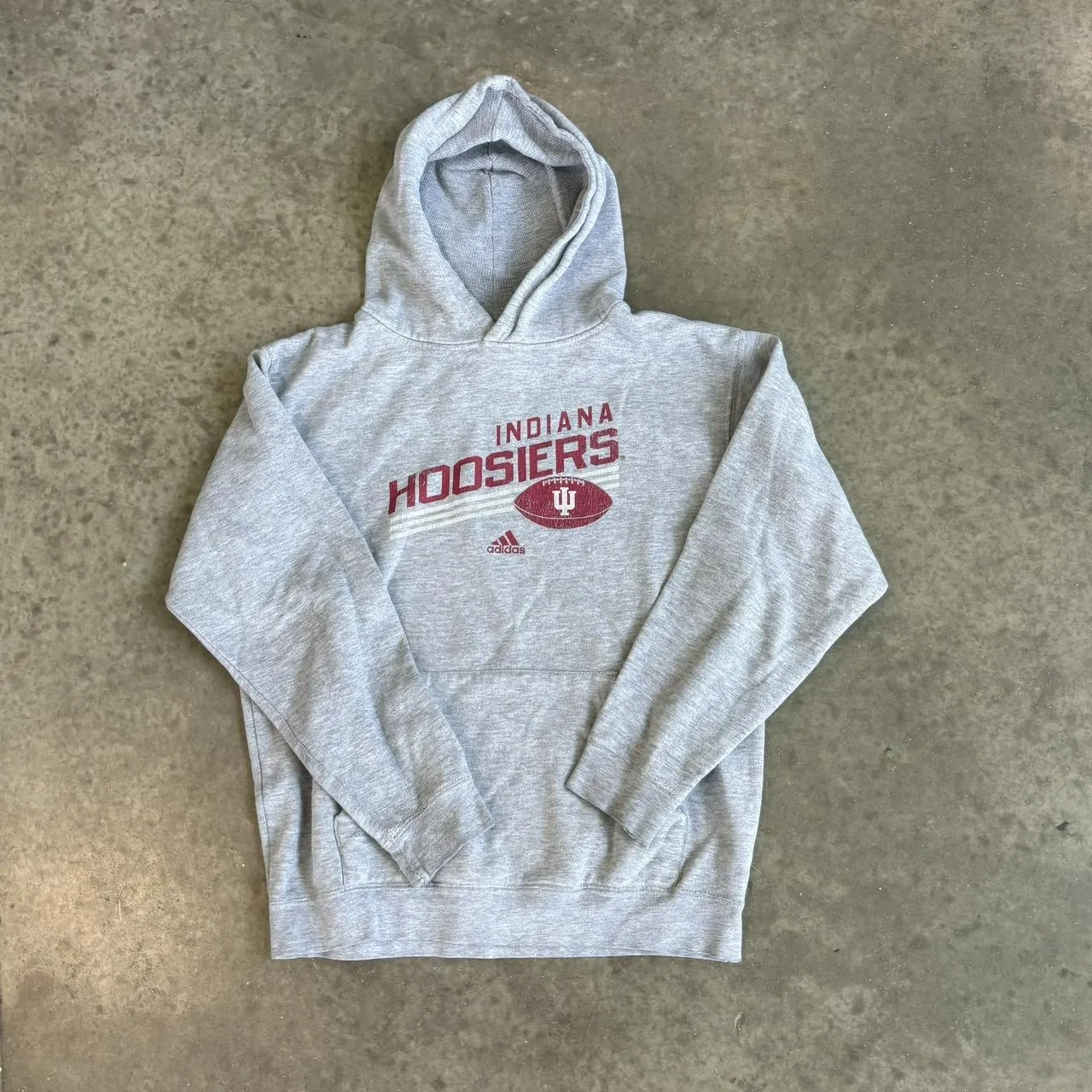 Adidas Men's Grey and Red Hoodie