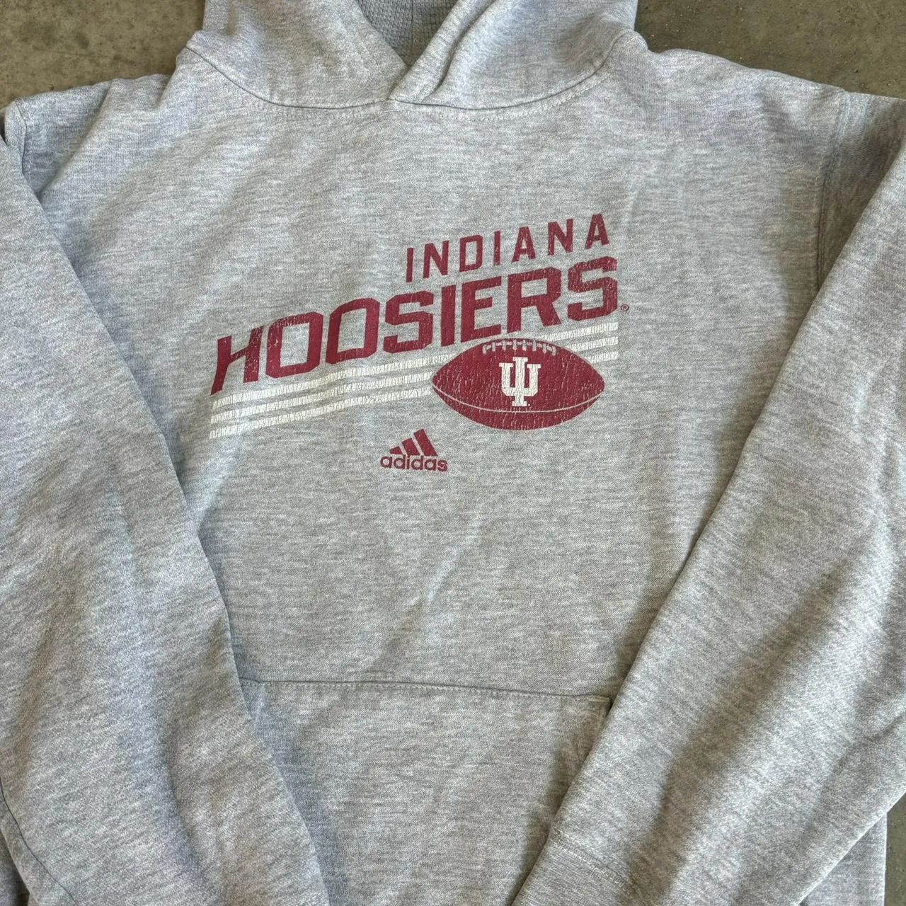 Adidas Men's Grey and Red Hoodie