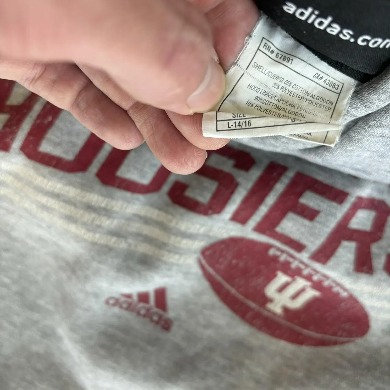 Adidas Men's Grey and Red Hoodie