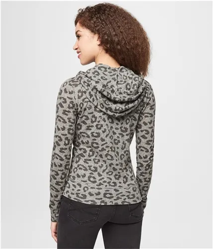 Aeropostale Womens Leopard Hoodie Sweatshirt