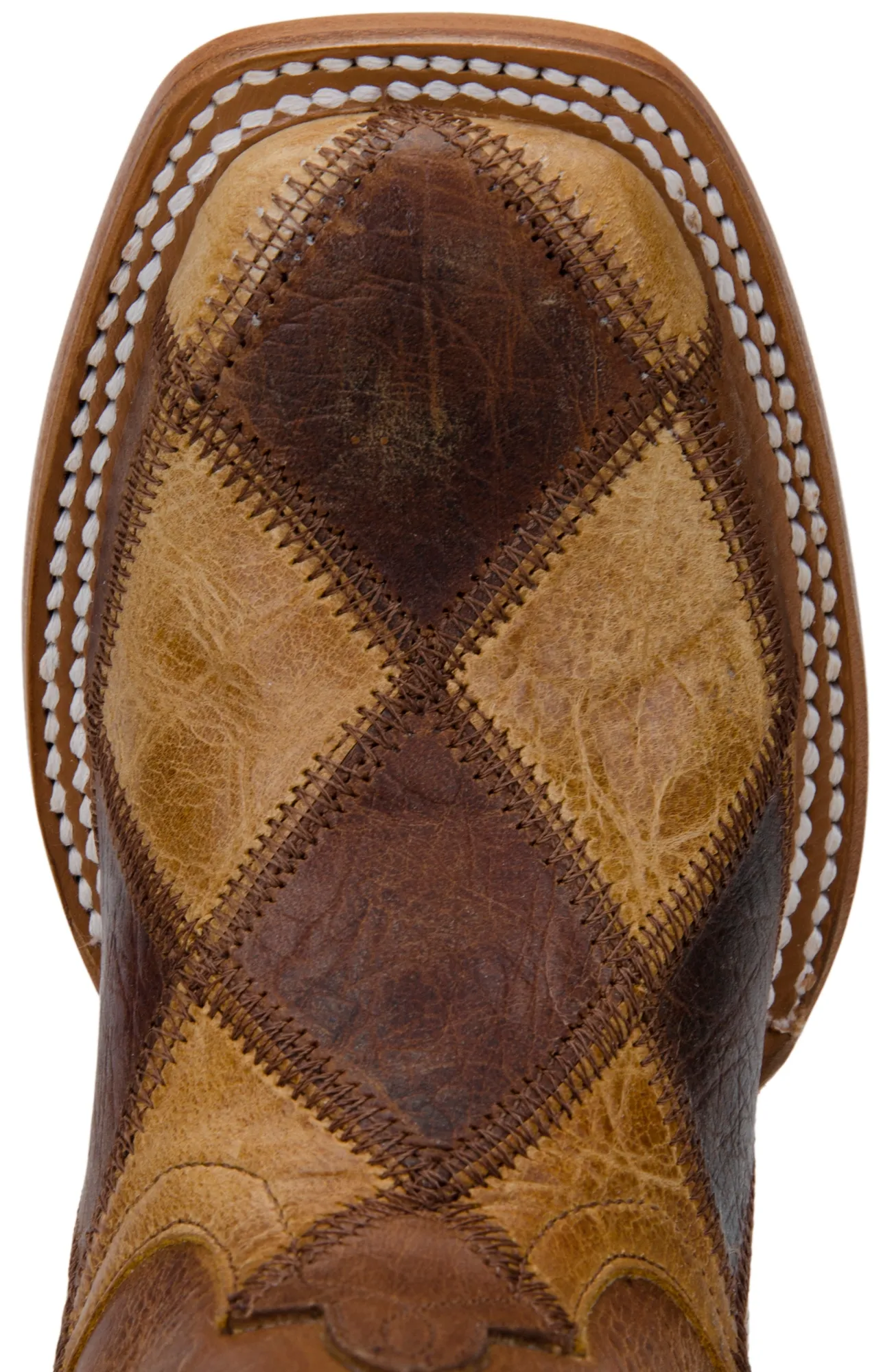 Anderson Bean Kids' Brown & Tan Patchwork Square Toe Cowboy Boots