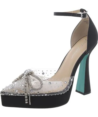 Betsey Johnson Womens Satin Embellished Platform Heels