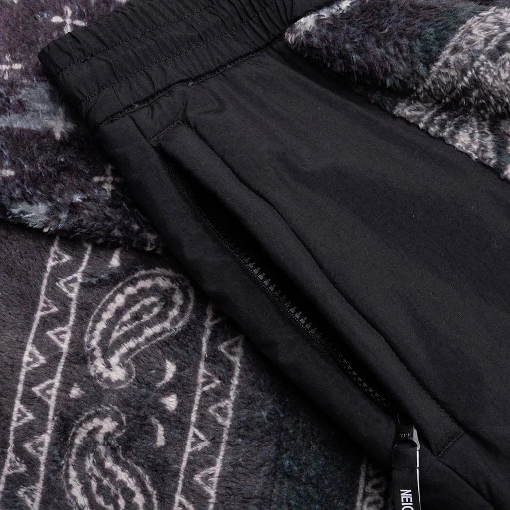 Black Bandana Pattern Fleece Pants