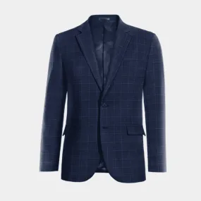  Blazer azul marino a cuadros de entretiempo