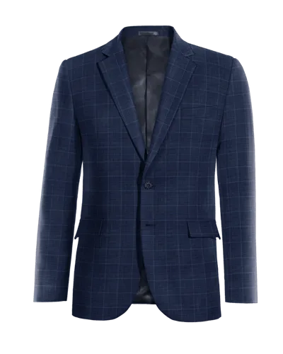  Blazer azul marino a cuadros de entretiempo