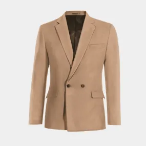  Blazer cruzada camel de franela slim fit