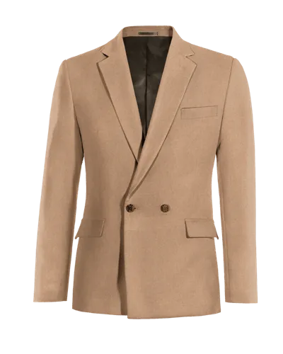  Blazer cruzada camel de franela slim fit