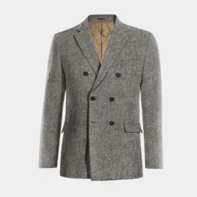  Blazer cruzada gris claro de donegal tweed