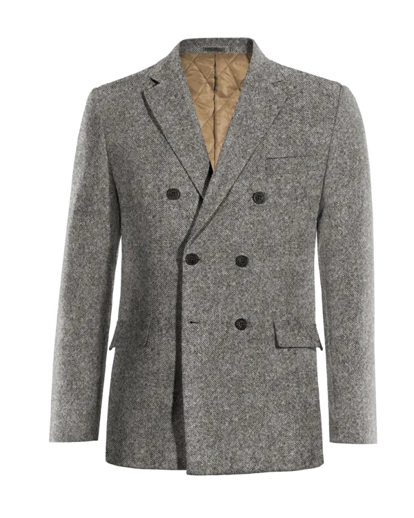  Blazer cruzada gris claro de donegal tweed