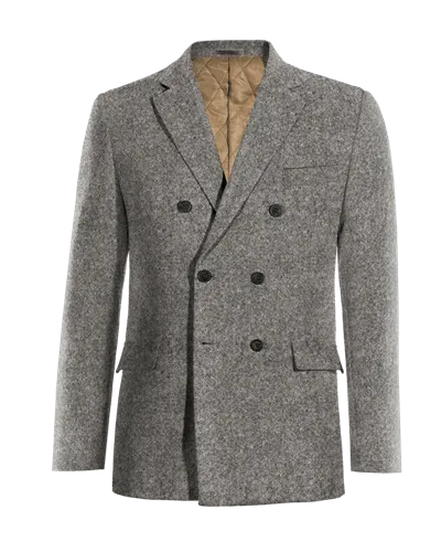  Blazer cruzada gris claro de donegal tweed