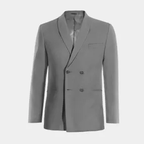  Blazer cruzada gris solapa redonda esencial