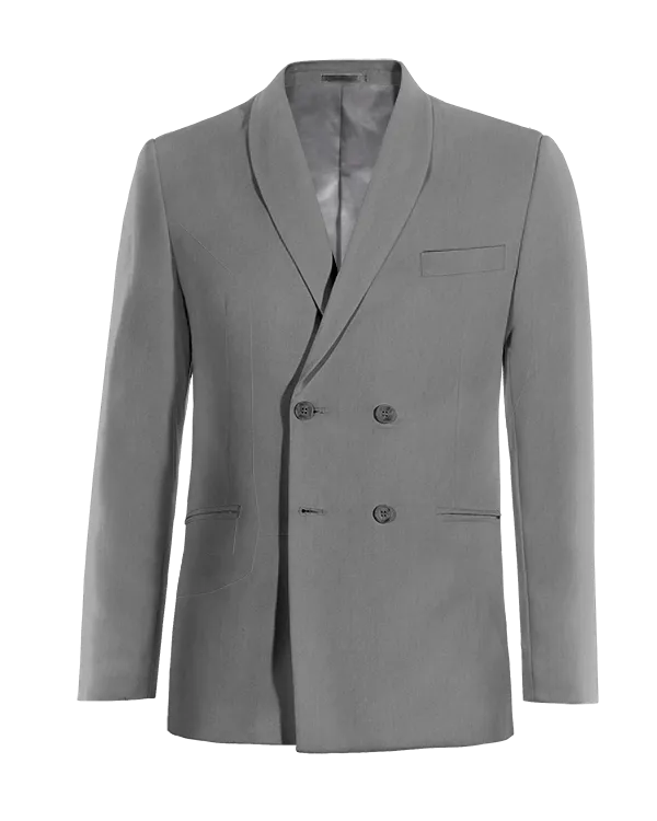  Blazer cruzada gris solapa redonda esencial