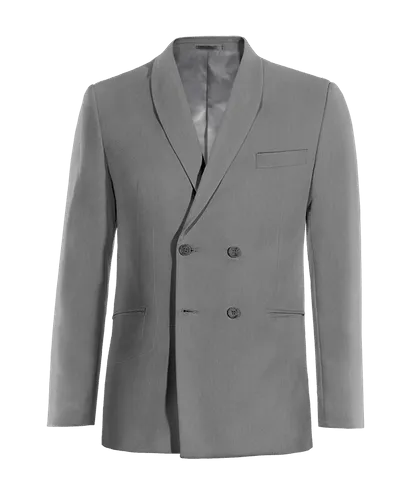  Blazer cruzada gris solapa redonda esencial