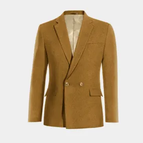  Blazer cruzada mostaza de tweed herringbone