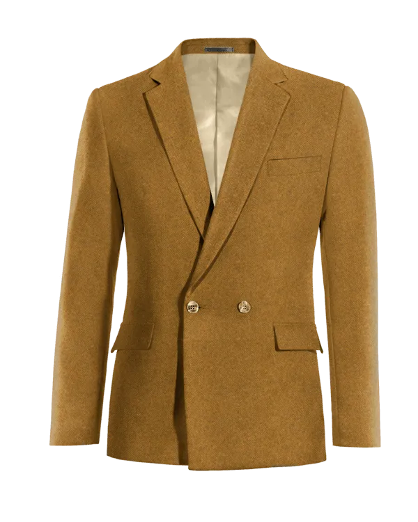  Blazer cruzada mostaza de tweed herringbone