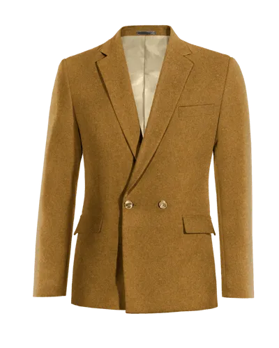  Blazer cruzada mostaza de tweed herringbone