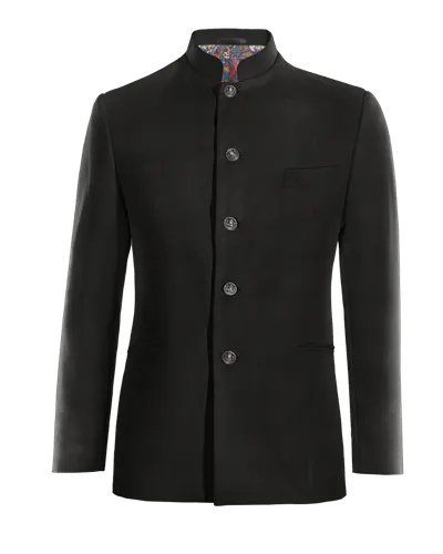  Blazer cuello chino negro rojizo esencial