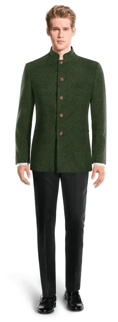  Blazer mao verde bosque de tweed herringbone