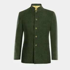  Blazer mao verde bosque de tweed herringbone