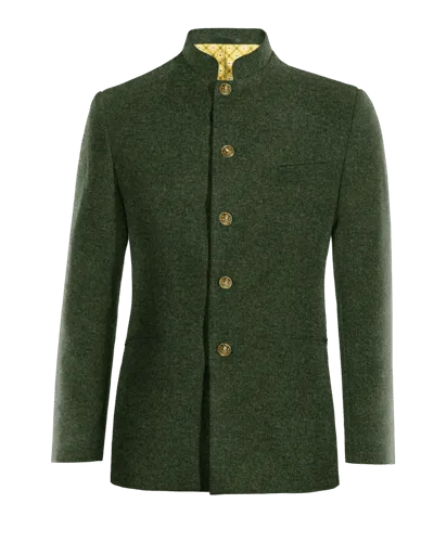  Blazer mao verde bosque de tweed herringbone