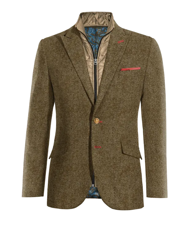  Blazer marrón de donegal tweed solapa en pico