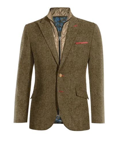  Blazer marrón de donegal tweed solapa en pico