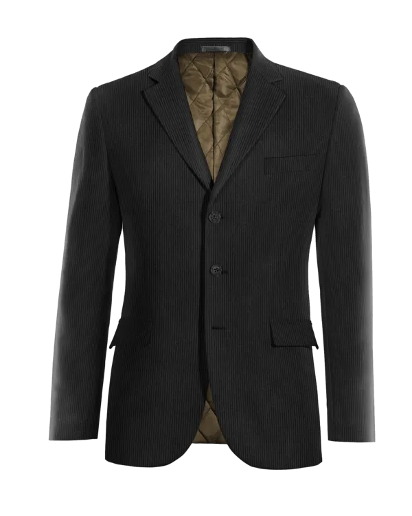  Blazer negra de pana esencial de 3 botones