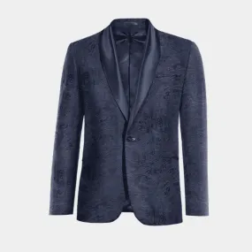  Blazer Smoking azul marino de terciopelo paisley