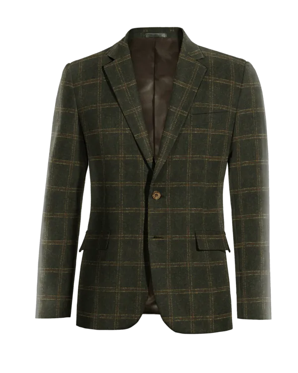  Blazer verde bosque de tweed a cuadros slim fit