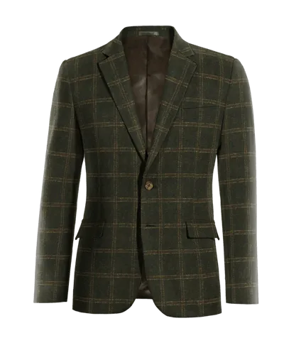  Blazer verde bosque de tweed a cuadros slim fit