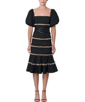 Carolina Herrera Embellished Square Neck Midi Dress