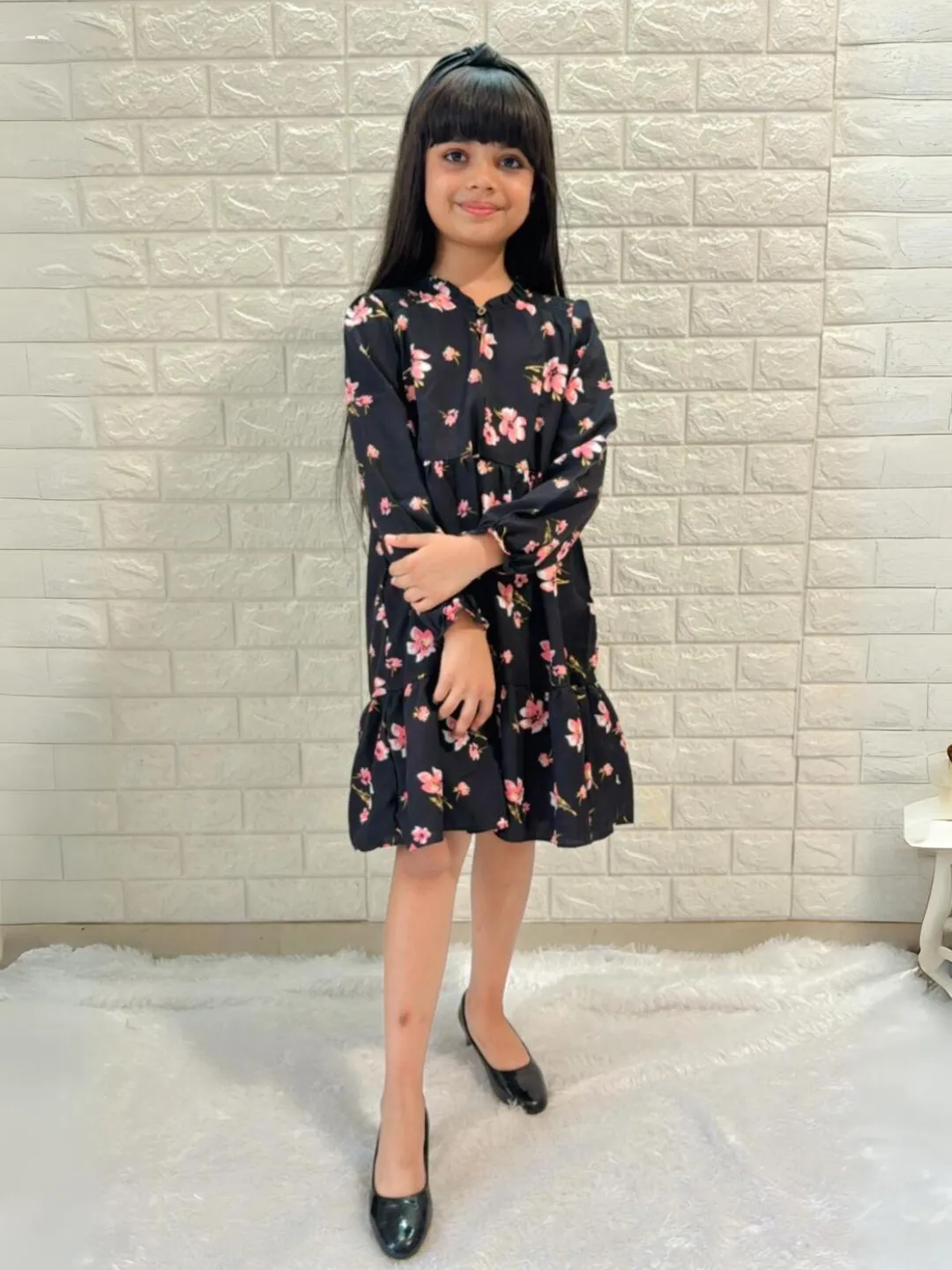 Cotton 3/4th Sleeves Dress for Girls