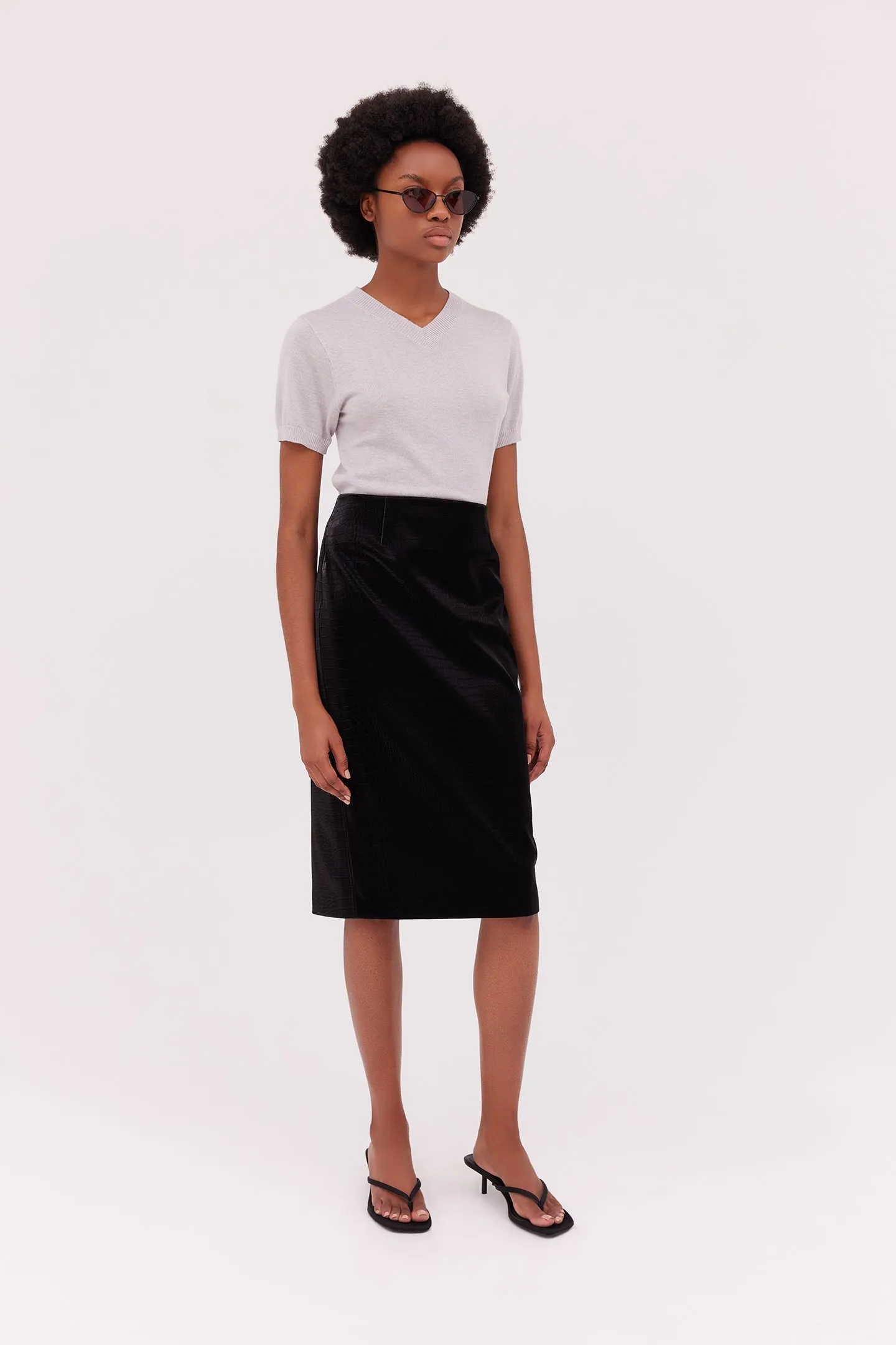 Croc Embossed Pencil Skirt