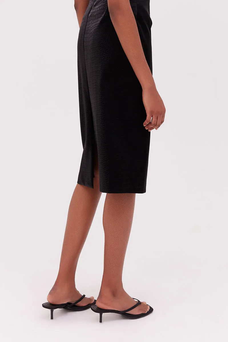 Croc Embossed Pencil Skirt