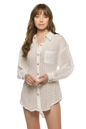 Crochet Button Up Shirt Dress