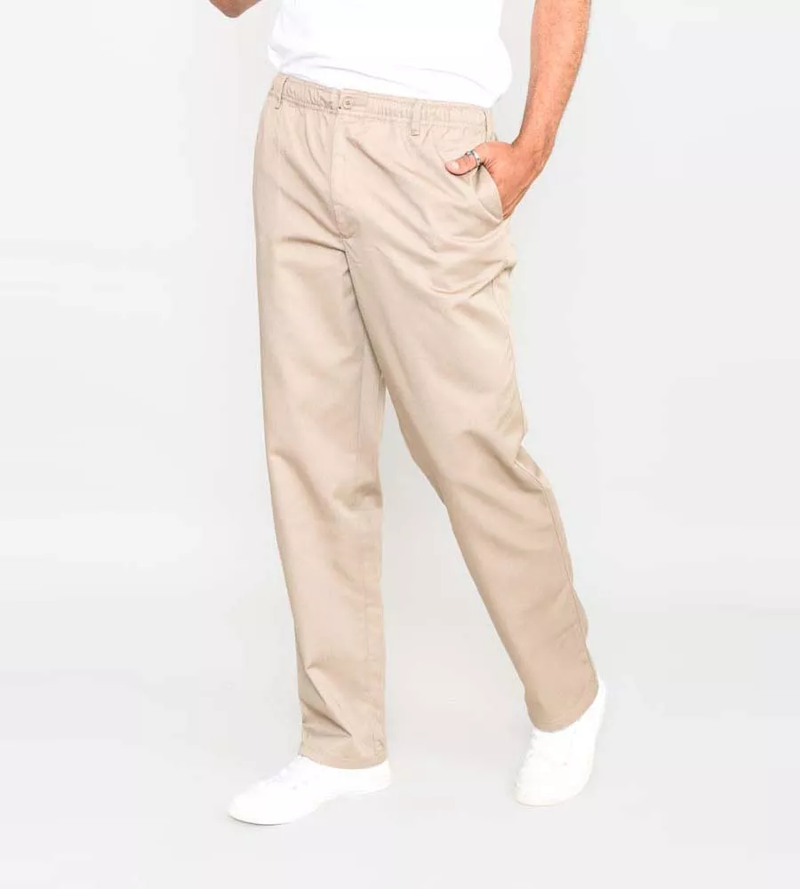 D555 Mens Stone Rugby Trousers Pants Full Elasticated Waist (BASILIO STONE)