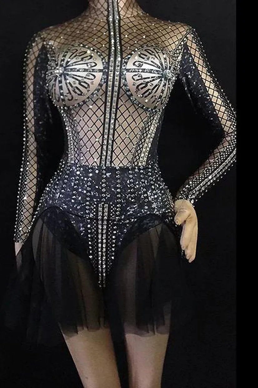 Diamante dress with rhinestones