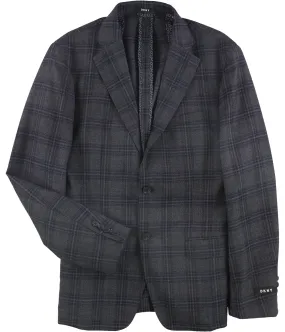 Dkny Mens Plaid Two Button Blazer Jacket, TW2