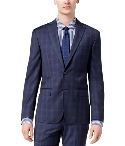 Dkny Mens Plaid Two Button Blazer Jacket, TW3