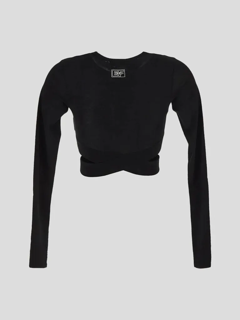 ELISABETTA FRANCHI - Crew Neck Long Sleeves Plain Party Style