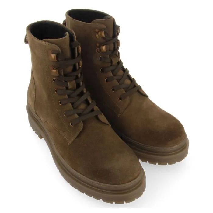 Forsol men's khaki split-suede lace-up boots