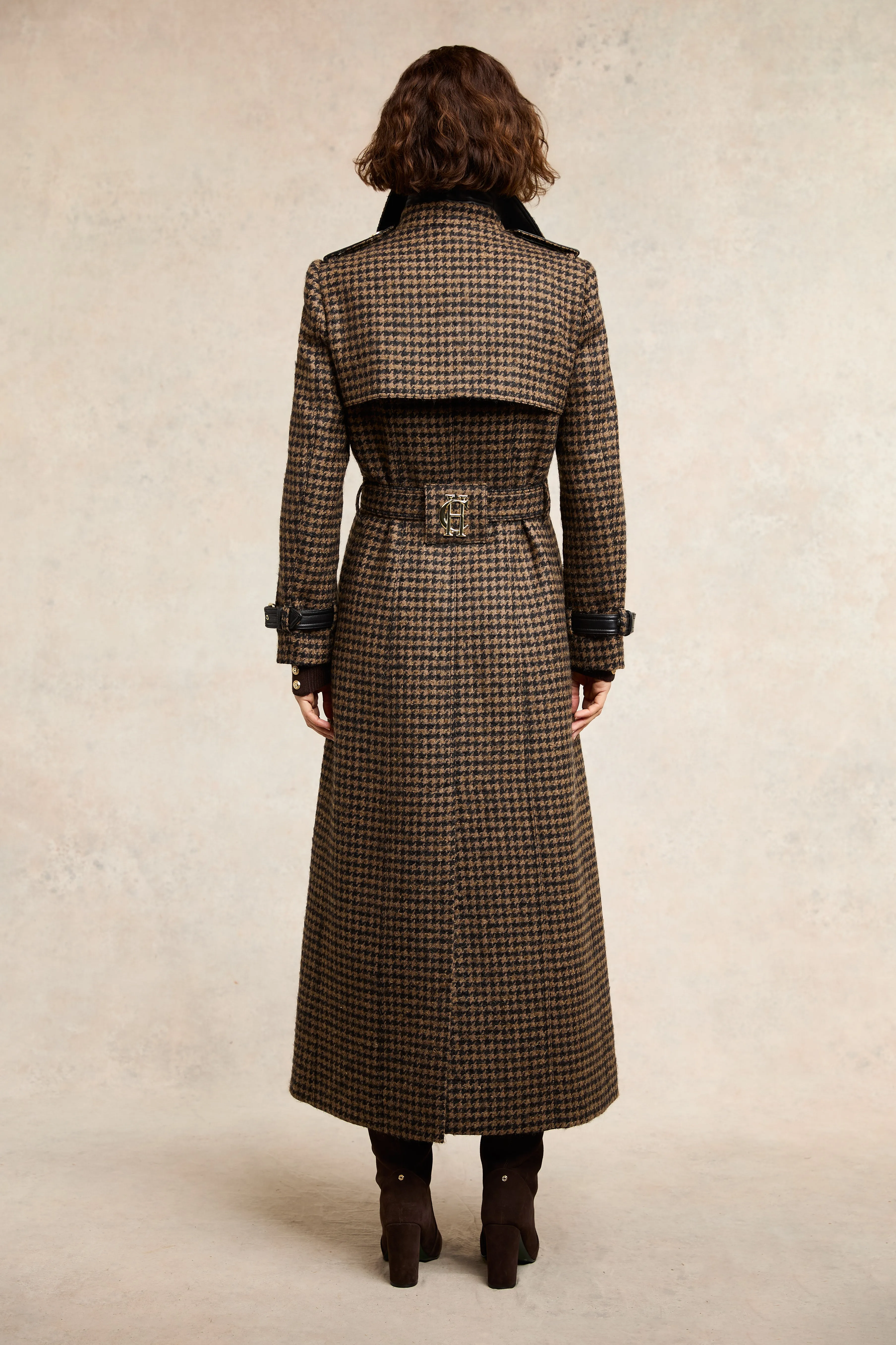 Full Length Marlborough Trench Coat (Chocolate Houndstooth)