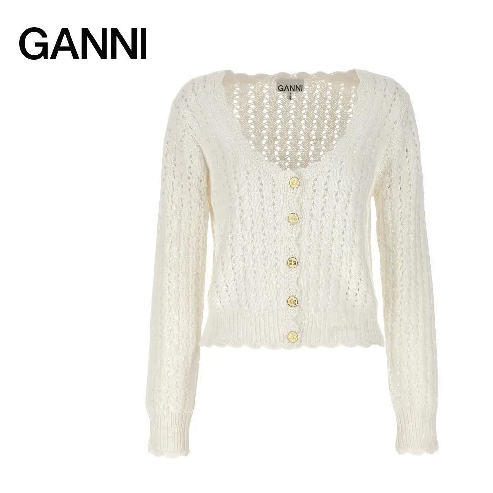 Ganni | Heart Casual Style Blended Fabrics Long Sleeves Plain Cotton - Best Price