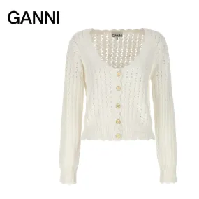 Ganni | Heart Casual Style Blended Fabrics Long Sleeves Plain Cotton - Best Price