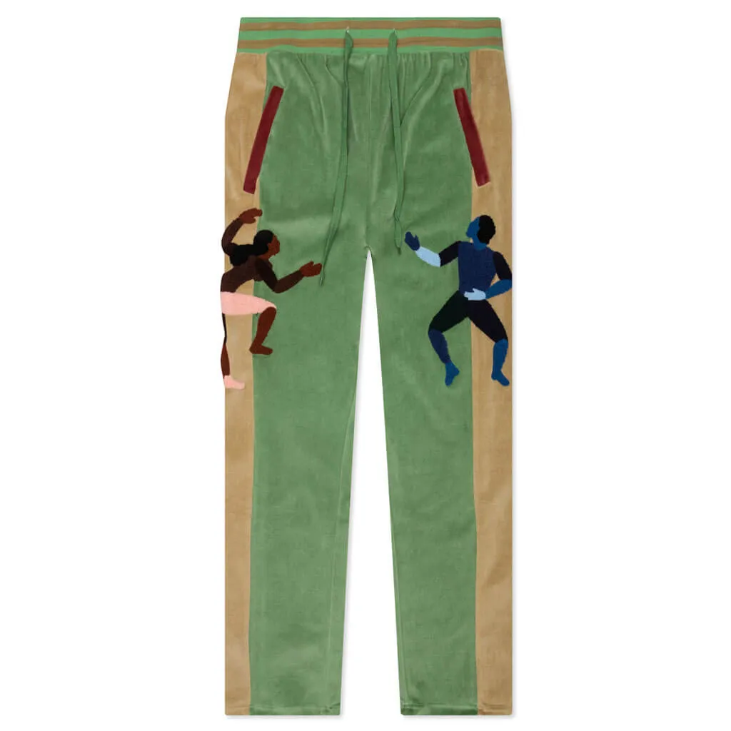 Green Velour Track Pants