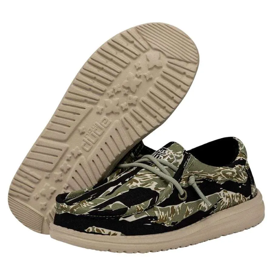 Hey Dude Wally Youth Shoes – Tiger Stripe Camo