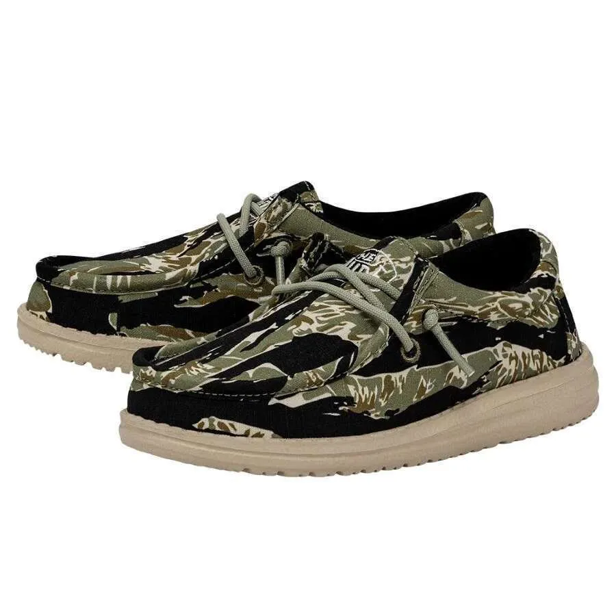 Hey Dude Wally Youth Shoes – Tiger Stripe Camo