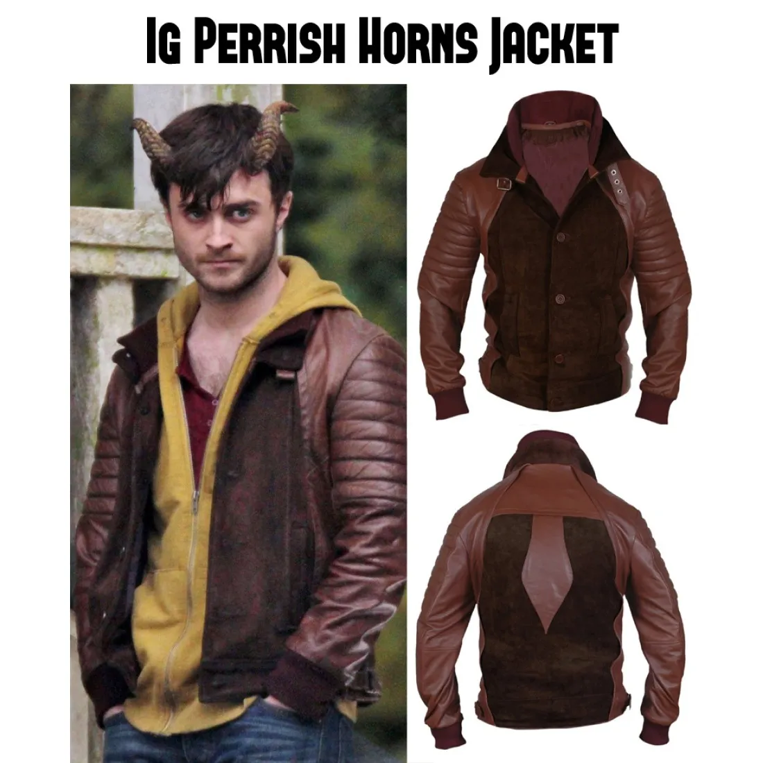 Horns Daniel Radcliffe (Ig Perrish) Brown Quilted Style Jacket - Famous Jackets